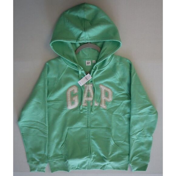 GAP 870256-16 Women's Sz S Bright Aloe Global Green Logo Full Zip Fleece Hoodie - Picture 6 of 7